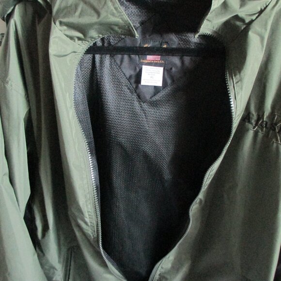Cheneral Size XL Alaska Jacket Rain Wind Hooded Full Zip Green Black Men - Picture 4 of 8
